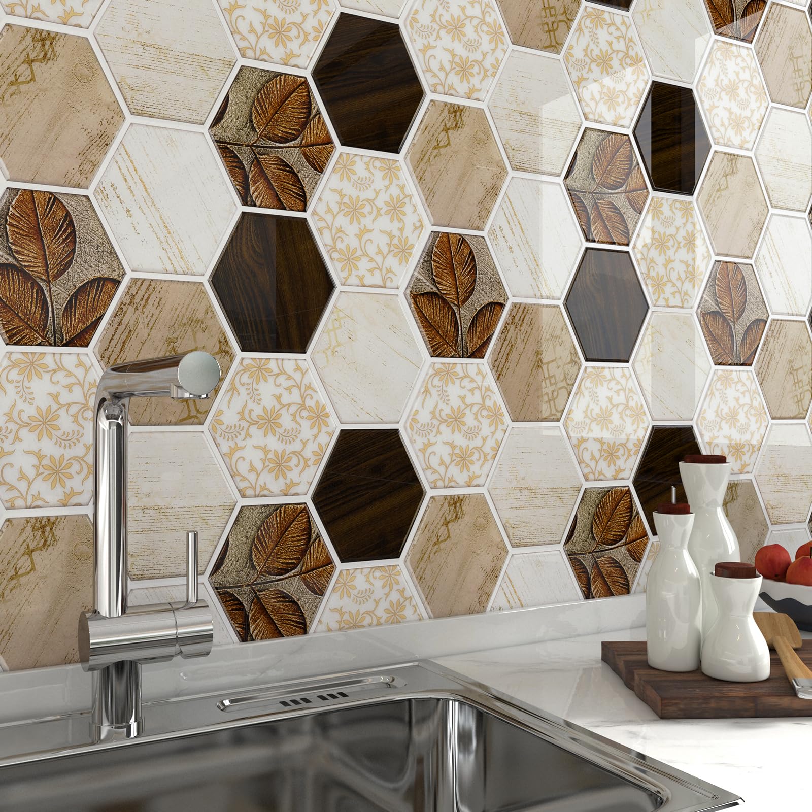 FunStick 15 Sheets Hexagon Peel and Stick