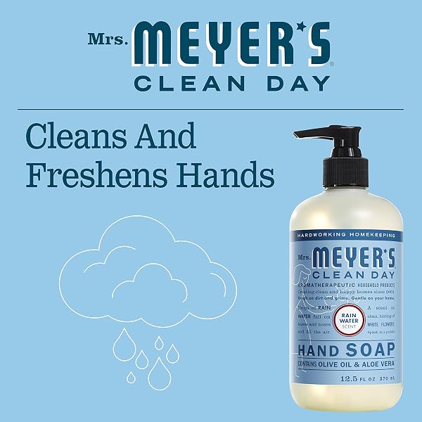 MRS. MEYER’S CLEAN DAY HAND SOAP, MADE WITH ESSENTIAL OILS, BIODEGRADABLE FORMULA, RAIN WATER, 12.5 FL. OZ – PACK OF 3