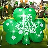 Jetec 5 Ft St. Patrick's Inflatable Decoration St. Patrick's Shamrock Blow Up Yard Decor with LED Lights Lucky Shamrock Blow Up Inflatable for Home Garden Lawn