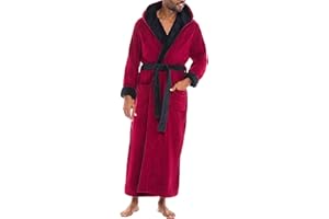 Alexander Del Rossa Mens Robe with Hood, Plush Fleece Hooded Mens Bathrobe, Big and Tall Bath Robe for Men