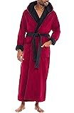 Alexander Del Rossa Mens Robe, Plush Fleece Hooded