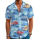 Hawaiian Shirts for Men Summer Beach Casual Short Sleeve Button Down Shirts Novelty Print Tropical Beach Shirts