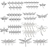 SUNNYCLUE 1 Box Dragonfly Charms Bulk Assoted Dragonflies Charms Tibetan Style Antique Silver Flying Animal Insect Alloy Butterfly Charm for Jewelry Making Charm DIY Bracelets Necklaces Supplies
