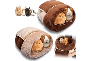 Wenqik 2 Pcs Guinea Pig Hideouts Washable Bunny Bedding Cuddle Warm Small Pet Sack Supplies Portable Pet Carrier Cage Nest Guinea Pig Accessories for Cage(Dark Brown, Light Coffee,Plain)