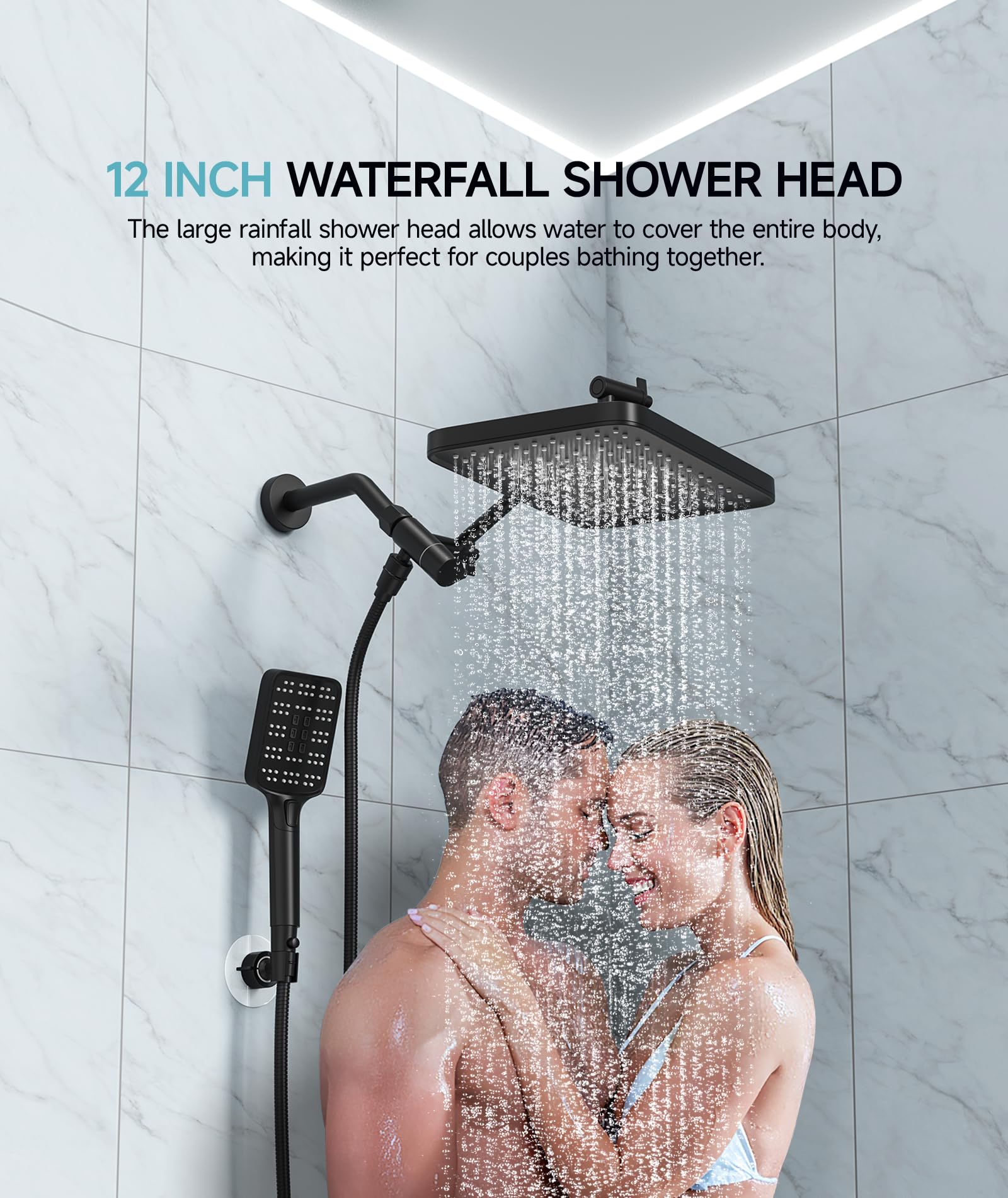 High Pressure Rain Shower Head with Handheld Spray Combo Set, Adjustable 12