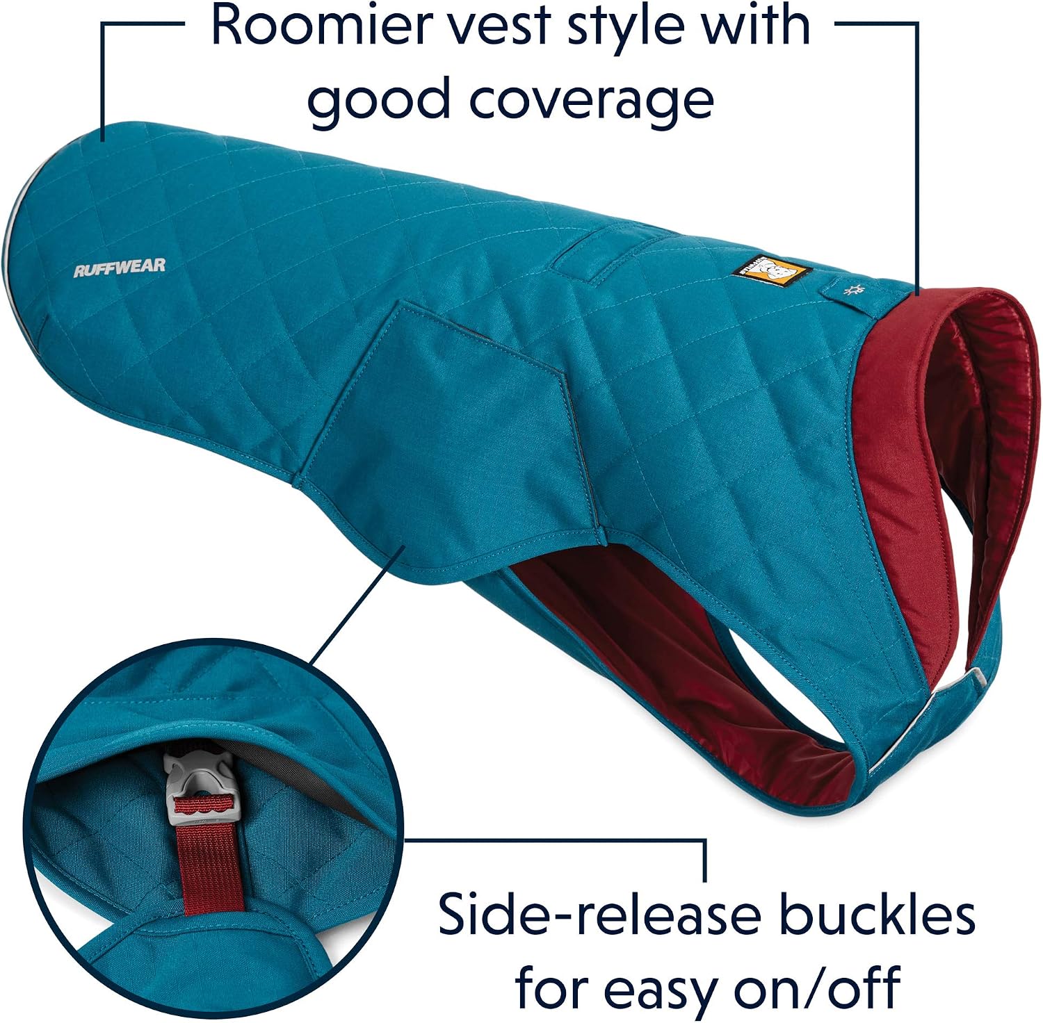 RUFFWEAR Stumptown Jacket, Overcoat for Dogs Warm and Abrasion-resistant for Clear Cold Days Metolius Blue, X-Small - Image 5