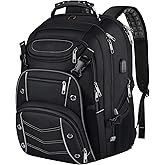 VECKUSON 18.4 Laptop Backpack for unisex, 60L Extra Large Gaming Laptops Back Bag with USB Charger Port,TSA Friendly Flight Approved and RFID Anti-Theft Pocket Heavy-duty Pack,21.3*15.7*11.8inch Grey