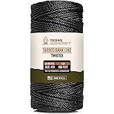 Texas Bushcraft Tarred Bank Line Twine - #36 Black Nylon String for Fishing, Camping and Outdoor Survival – Strong, Weather Resistant Bankline Cordage for Trotline