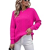 Jouica Women's Cable Knit Crewneck Sweaters Casual Long Sleeve Lightweight Ribbed Pullover Fall Outfits for Women 2025