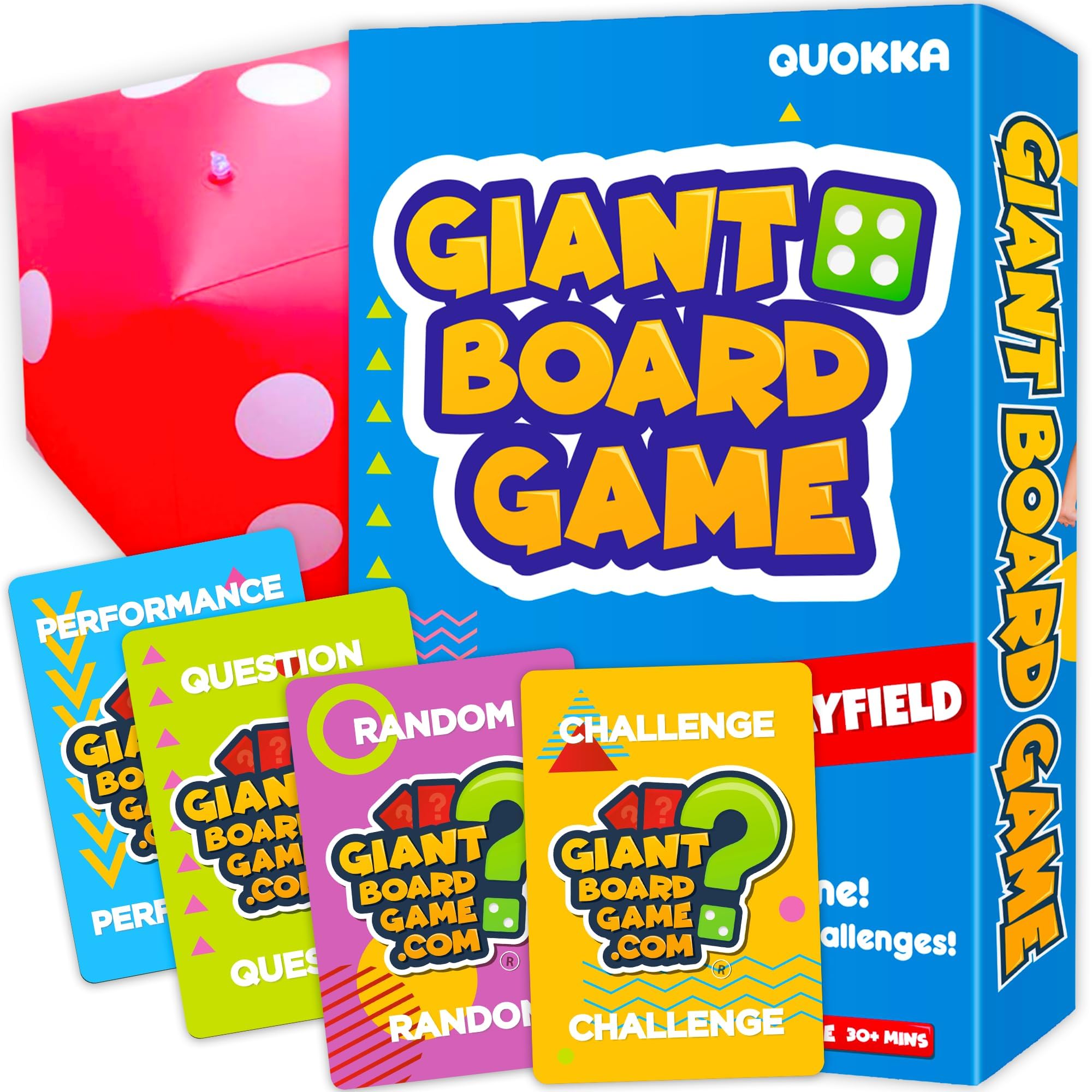 QUOKKA Card Games For Teens - Giant Board Games Blue with Dice - Party Activity & Quiz with Giant Dice