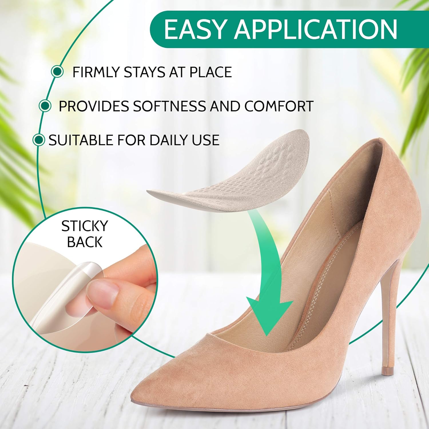 Ball of Foot Cushion Inserts (3 Pairs) - Metatarsal Pads for Men and Women - Foot Pain Relieve Sticky Shoe Pads - Comfortable Anti Slip Shoe Insoles - Shoe Adhesive Pads: Health & Personal Care
