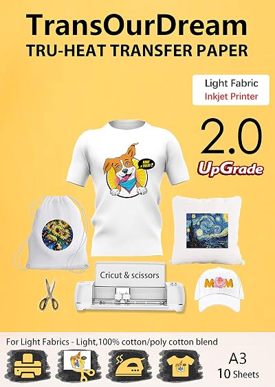 TransOurDream Tru-Transfer Paper 10 Sheets A3 Dark Inkjet Heat Transfer