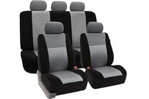 FH Group Car Seat Covers Trendy Elegance Gray Full Set Automotive Seat Covers, Airbag and Split Rear Combo Non-Slip Dash Grip Pad Universal Fit Interior Accessories Cars Trucks SUV Car Accessories