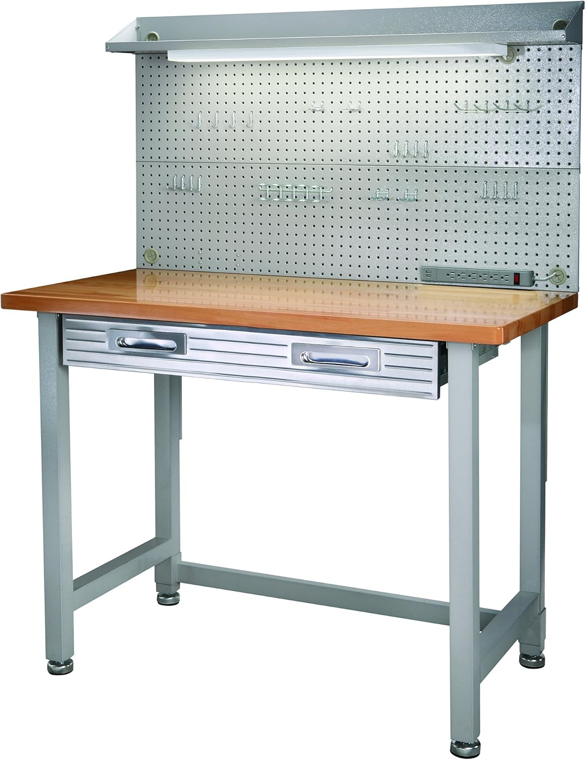 Seville Classics (UHD20247B) UltraHD Lighted Workbench (48L x 24W x 65.5H Inches) Stainless Steel: Furniture & Decor