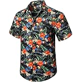 Enlision Men's Hawaiian Shirt Short Sleeve Casual Summer Beach Aloha Shirt Floral Button Down Tropical Hawaii Shirts