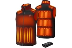 TODWARM Men Heated Vest with Battery Pack Included, Fleece Electric Heating Vests 15-Zone Warming for Winter 7.4V