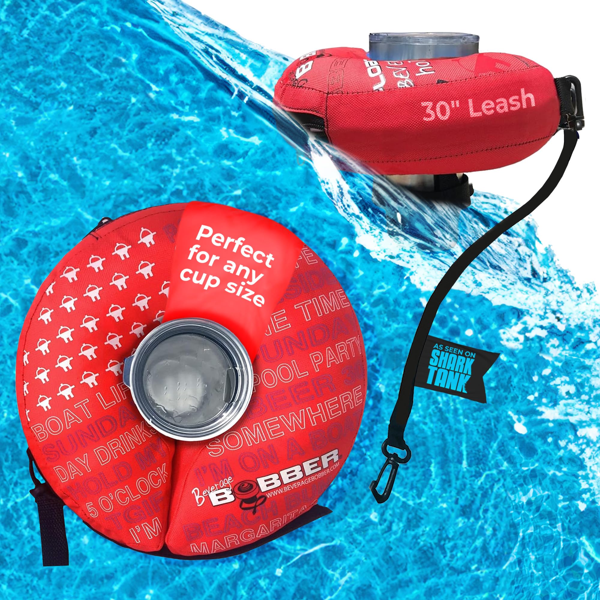 Photo 1 of Human Bobber Inflatable Floating Drink Holder for Pool - Drink Float bar floaties for Adults to Hold Beer Can, Cup or Wine Bottle in Hot Tub, Swimming Pool, Lake or Boat - Red Large