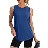 Sampeel Workout Tank Tops for Women Athletic High Neck Tops Lightweight Sleeveless Shirts Curved Hem Loose Fit Running Yoga