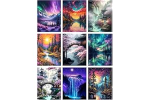 9 Pack Diamond Painting Kits for Adults, 5D Landscape Diamond Art Painting Kits for Adults Beginner, Adult Diamond Art, DIY A