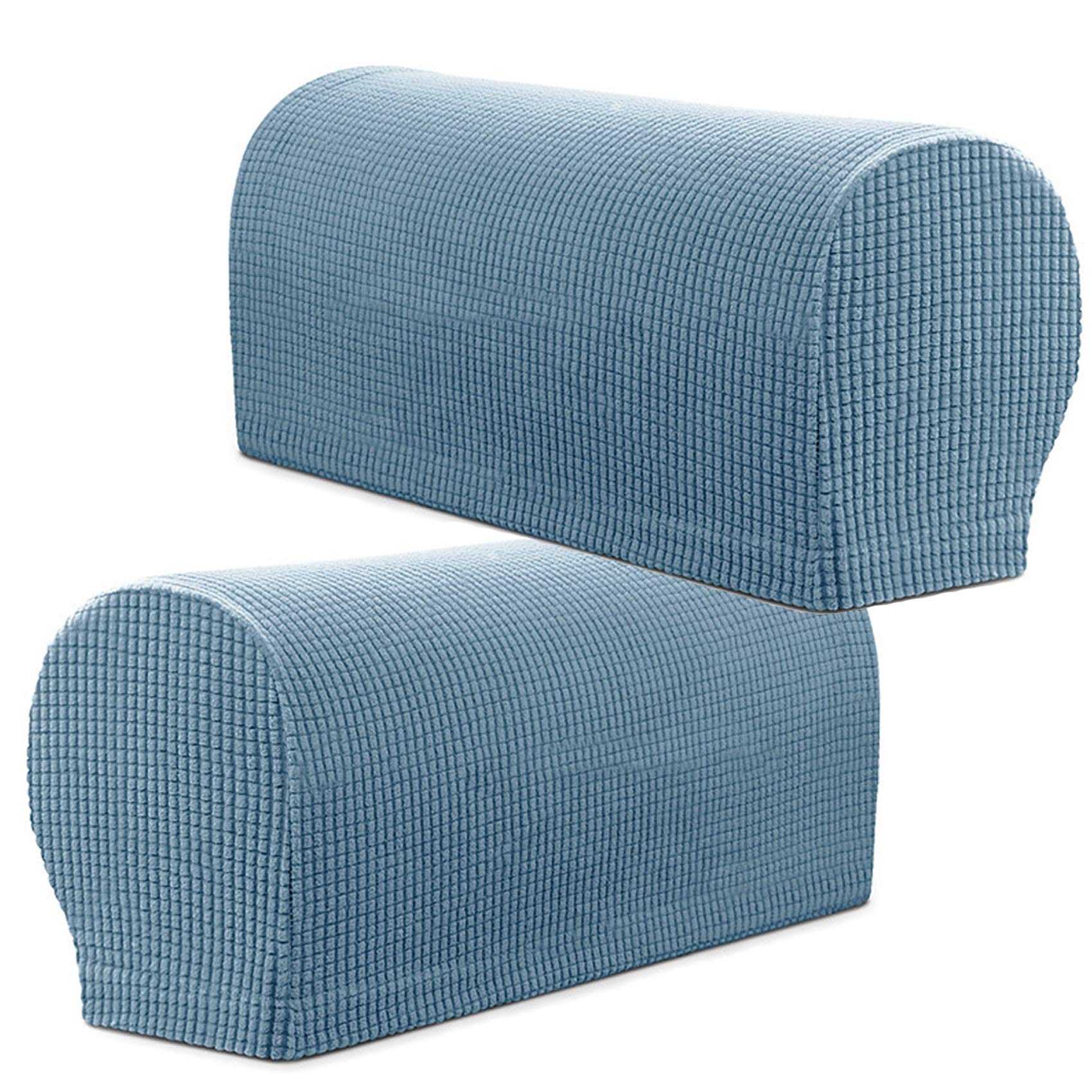 PBIEHSR Arm Rest Covers, Stretch Armchair Couch Armrest Chair Covers for Furniture Protector, Anti-Slip Sofa Chair Arm Caps Spandex Polyester Slipcovers, Set of 2 (Light Blue)