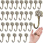 AojSup 30 PCS Vintage Wall Hooks - Decorative Wall Hooks Vintage Style with Antique Bronze Finish, Metal Coat Hangers with Screws for Home Organization and Rustic Decor