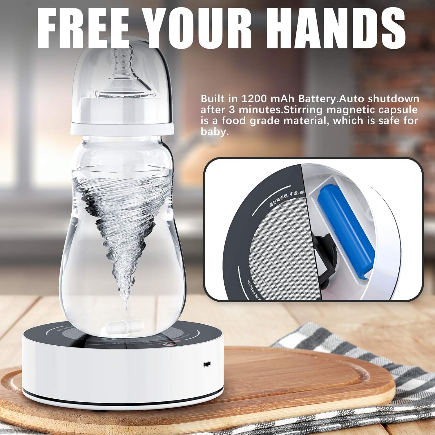 FEISIKE Electric Formula Mixer, Portable Magnetic Suspension Milk Mixing Pad, Quickly Stir The Milk to Avoid Lumpy, Reduce Bubbles and Relieve Baby's Flatulence : Baby