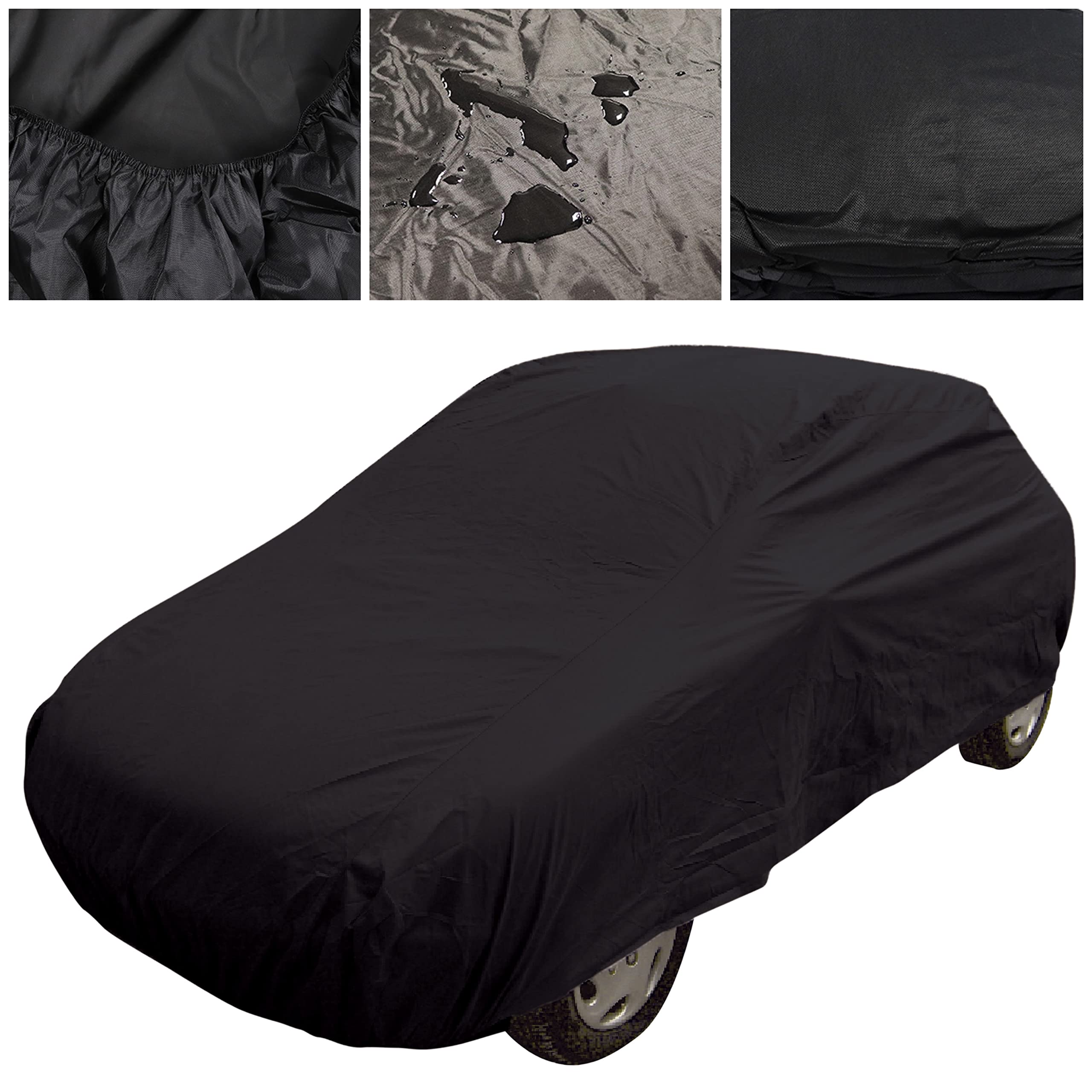 MP Essential Indoor & Outdoor All Season Water Resistant & Breathable Full Car Cover - BLACK (Extra Large - L 225" x W 80" x H 47")