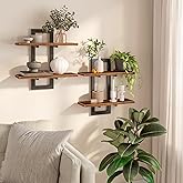 HOOBRO Floating Shelves for Wall, 15" Wall Shelf Set of 2, Wall Mounted Storage Shelves 2-Tier, Hanging Bathroom Shelves, for