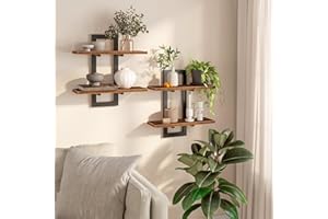 HOOBRO Floating Shelves, 38 cm Wall Shelf Set of 2, Wall Mounted Storage Shelves 2-Tier, Hanging Bathroom Shelves, for Living