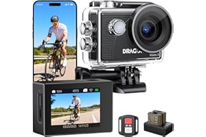 Dragon Touch 4K Action Camera - Vision 3 20MP Underwater Waterproof Camera with 4X Zoom 170° Wide Angle WiFi Sports Cam with Remote 2 Batteries and Mounting Accessories Kit