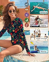WOWENY Women Rash Guard Long Sleeve Swim Shirts UPF