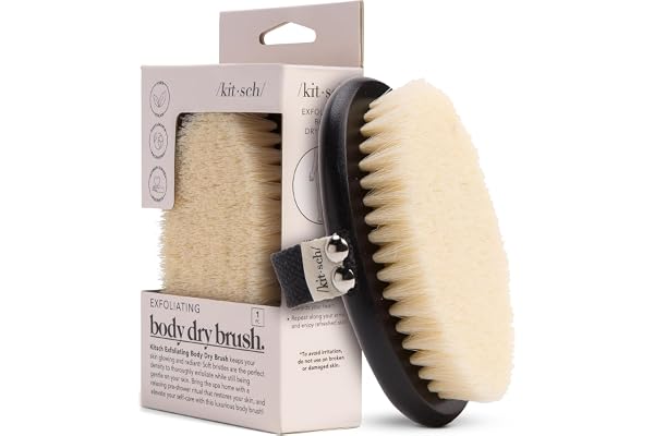 Kitsch Dry Brushing Body Brush & Body Scrub – Soft Vegan Bristles for Lymphatic Drainage, Cellulite, Dry Skin Removal & Blood