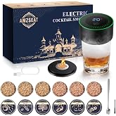 AMZSEAT Electric Whiskey Smoker Kit-Rechargeable Cocktail Smoker Set with 6 Wood Chips-Unique Bourbon Ideal Christmas, Birthday, Valentine's Day Gift,Gifts for Men, Dad, Husband