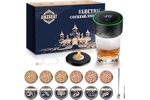 AMZSEAT Electric Whiskey Smoker Kit-Rechargeable Cocktail Smoker Set with 6 Wood Chips-Unique Bourbon Ideal Christmas, Birthd