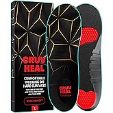 CRUVHEAL Work Pro Comfort Insoles - Shock Absorption - Low Arch - Cushioning Anti Fatigue Shoe Insert Men Women - Non-Slip - Soft Comfortable Work Boot Insoles - Foot Pain Relief (L, Black)