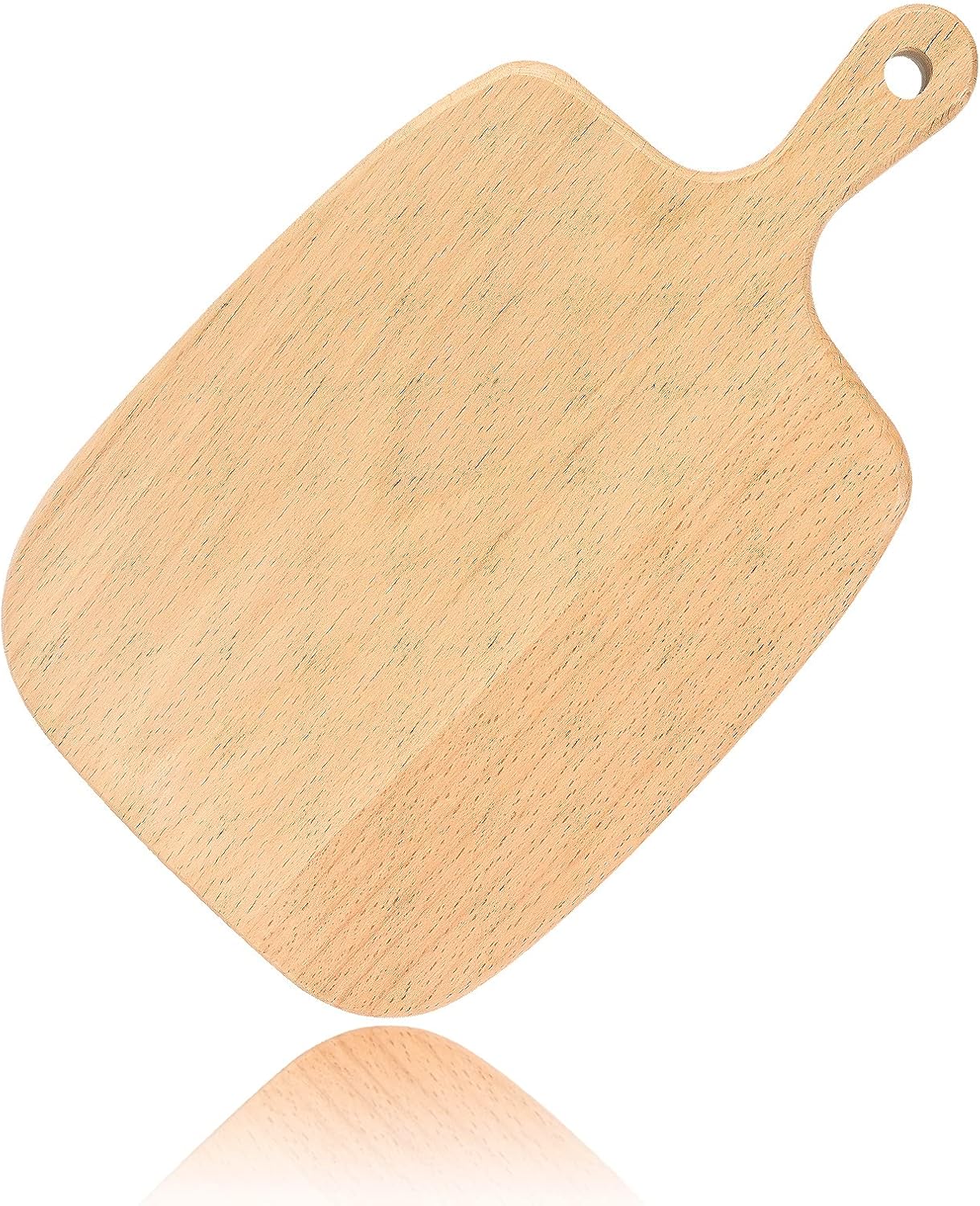 QWDLID Beech Wooden Cutting Board With Handle Hanging Hole for Steak Meat Pizza Fruits Vegetables Cutting Food Preparation for Home Kitchen Tableware Natural Solid Wooden Cutting Board (Small)