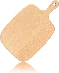 QWDLID Beech Wooden Cutting Board With Handle Hanging Hole for Steak Meat Pizza Fruits Vegetables Cutting Food Preparation for Home Kitchen Tableware Natural Solid Wooden Cutting Board (Small)
