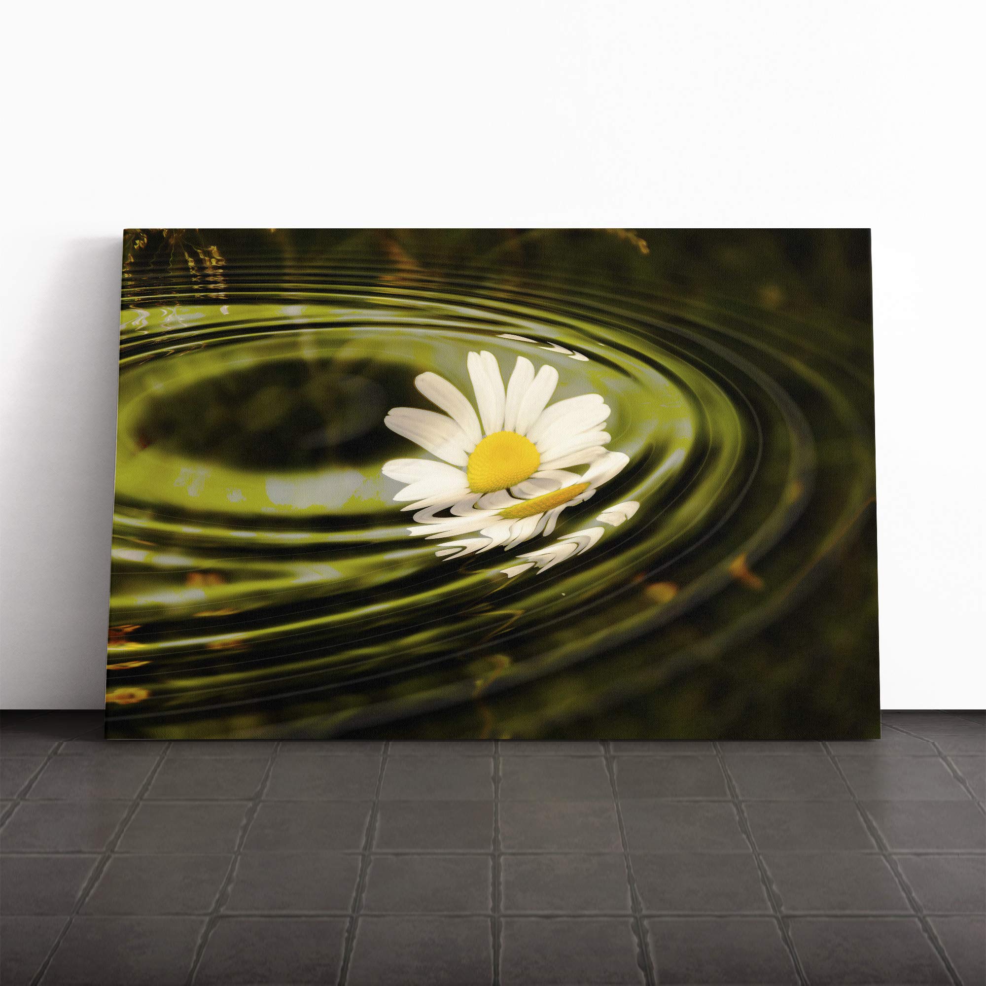 Big Box Art Canvas Print Wall Art Flower White Daisy (4) | Mounted and Stretched Box Frame Picture | Home Decor for Kitchen, Living, Dining Room, Bedroom, Hallway, Multi-Colour, 20x14 Inch