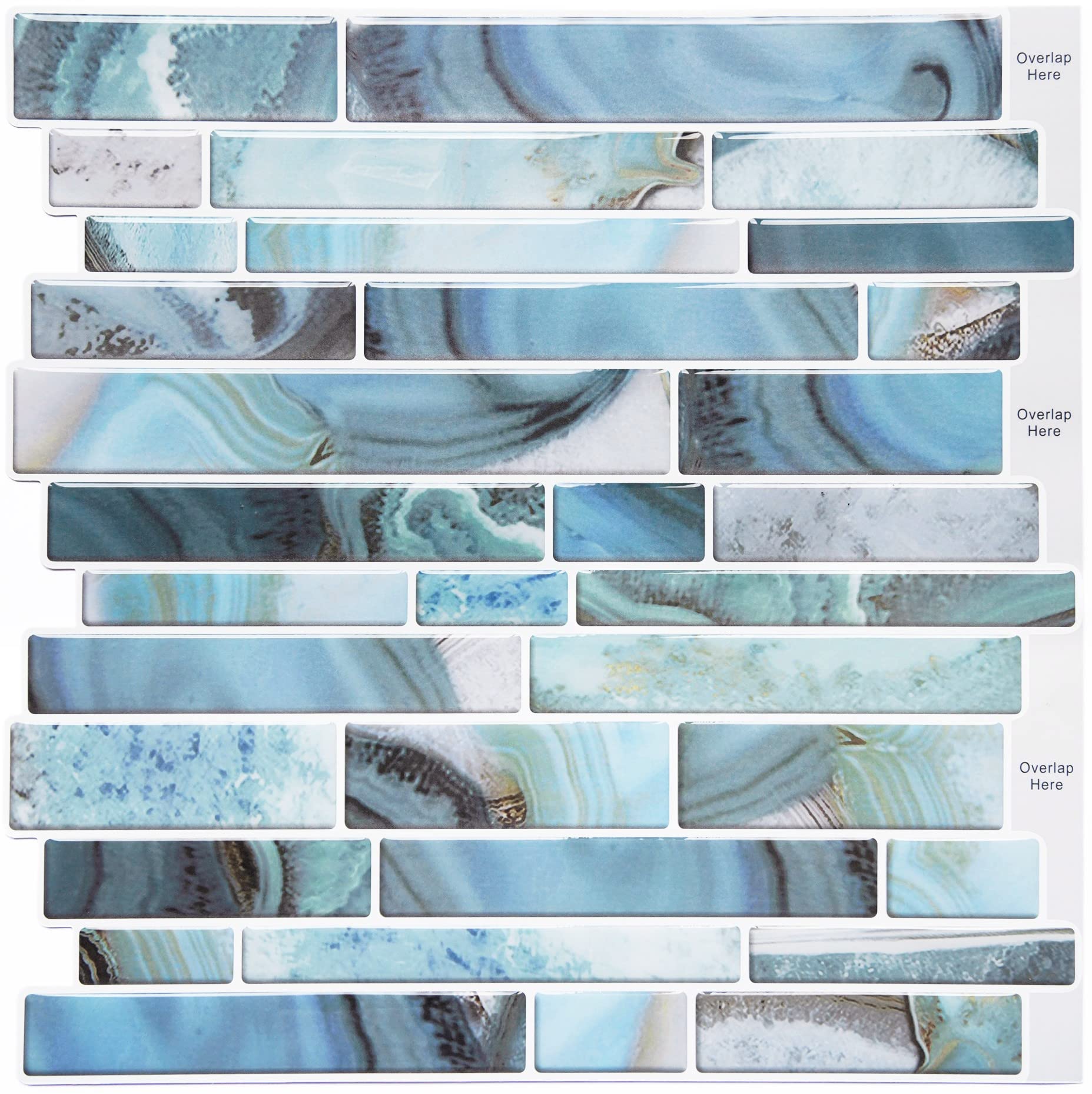 Photo 1 of YOFUN Peel and Stick Tile Back Splash, Vinyl 3D Wall Tile Stone for Kitchen Backsplash 10-Sheet 12"× 12" (Blue)