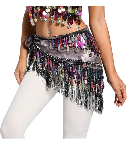 Belly Dance Fringe Tassel Hip Scarf Skirt Wrap Belt Ballroom Latin Salsa Skirt E - Foto 10