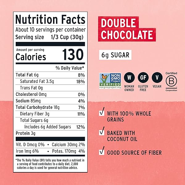 PURELY ELIZABETH, COOKIE GRANOLA DOUBLE CHOCOLATE, 11 OUNCE