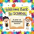Decorably 68 Pcs Cutouts Chalkboard Theme Welcome Back to School Bulletin Board Decorations Set with Borders, Welcome Back to School Decorations - School, Homeschool