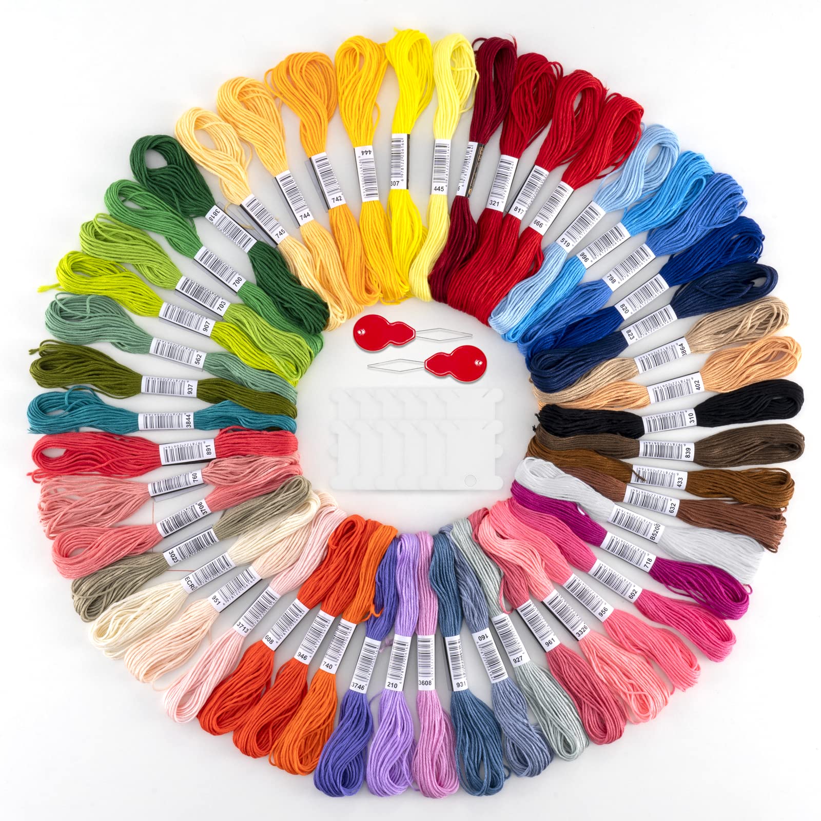 50 Colours Embroidery Thread Set, Embroidery Floss, Multicoloured, Soft Polyester, Perfect for Bracelets, Knitting, Embroidery, Crafts, Arts, Cross Stitch, 8 m, 6 Threads, Sewing Threads, Crochet — image 1