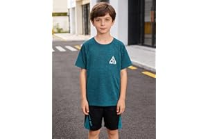 Kids Athletic Short Sleeve T-Shirt & Shorts Set, Sport Activewear for Boys Girls, Breathable Summer Outfit (8Y-12Y)
