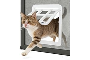 Enjoying Cat Door for Screen Doors, Passage Opening 8.3" x 10.3", Access Freely, Magnetic Swing Flap, Small Pet Door for Slid