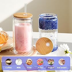 FECBK 8 Pack Acrylic Snow Globe Tumbler with Bamboo