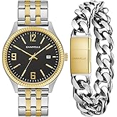 Bulova Caravelle Men's Classic Two-Tone Stainless Steel 3-Hand Date Watch and Bracelet Box Set, 41mm Style: 45K000