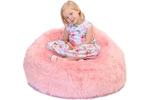 ARIEVY Fluffy Stuffs | Super Soft Furry Stuffed Animal Storage Bean Bag Chair Cover for Kids | Premium Plush Fur | Canvas Handle | Make Bedroom Clutter Comfortable and Fun for Children | Machine Washable