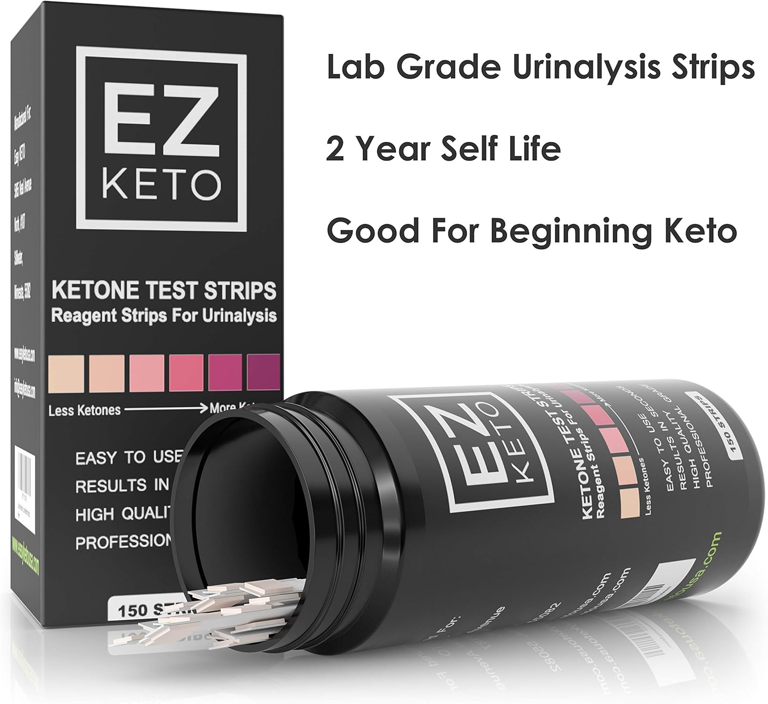 Easy Keto Ketone Testing Strips: For Urinalysis 150 High Grade Test Sticks Accurately Measure Urine Level For Ketones Perfect For Ketogenic Paleo Low Carb and Atkins Diets and Monitoring Ketosis: Health & Personal Care