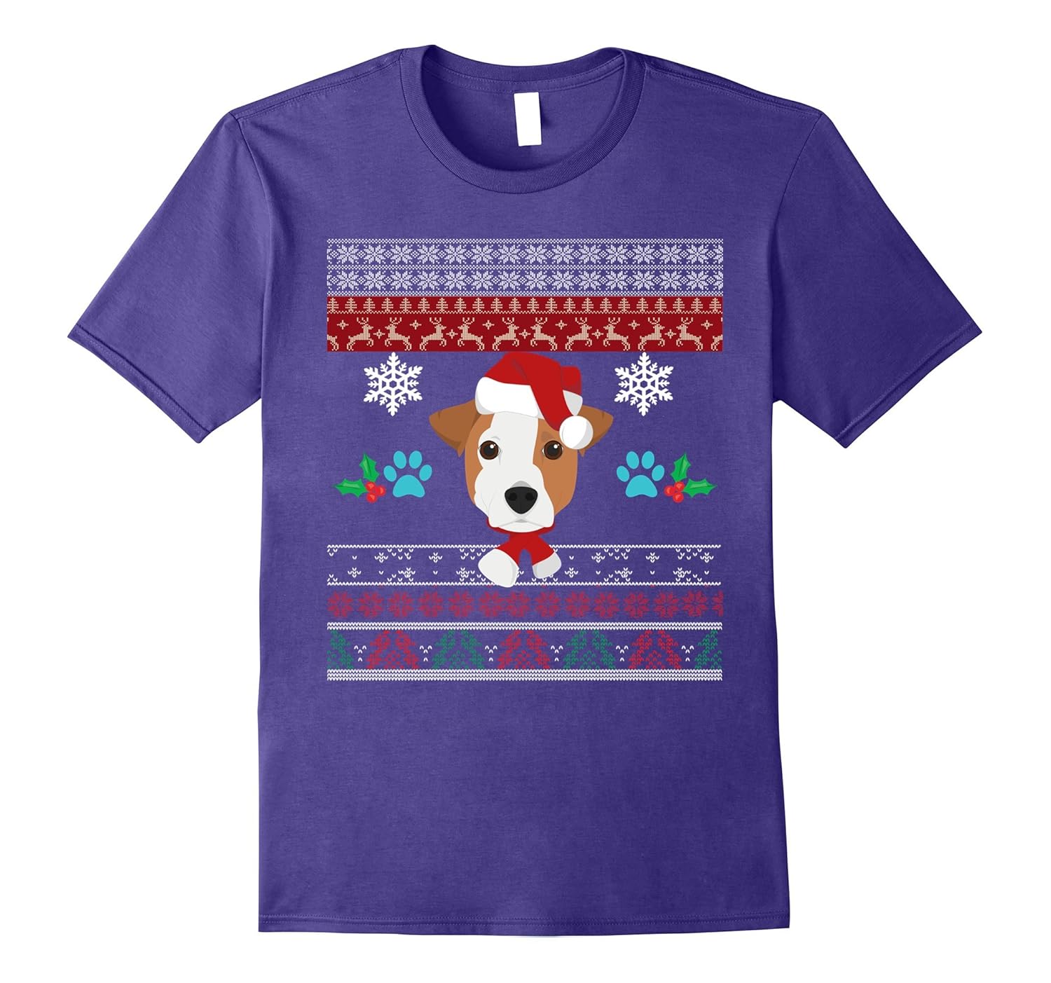 Jack Russell Terrier Christmas Sweater Style T Shirt-ANZ